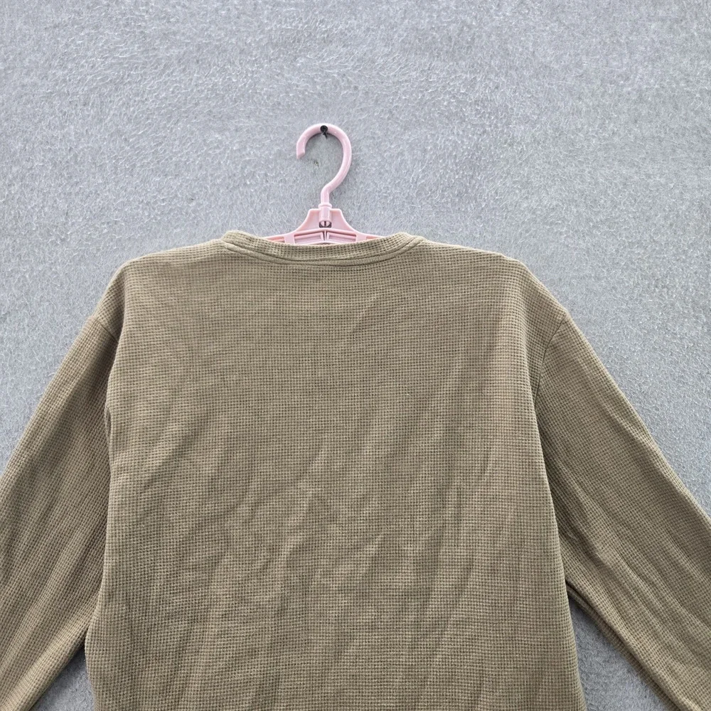 Lacoste Women Sleepwear‎ L Brown Logo Embroidery Pajama Top Long Sleeve Waffle